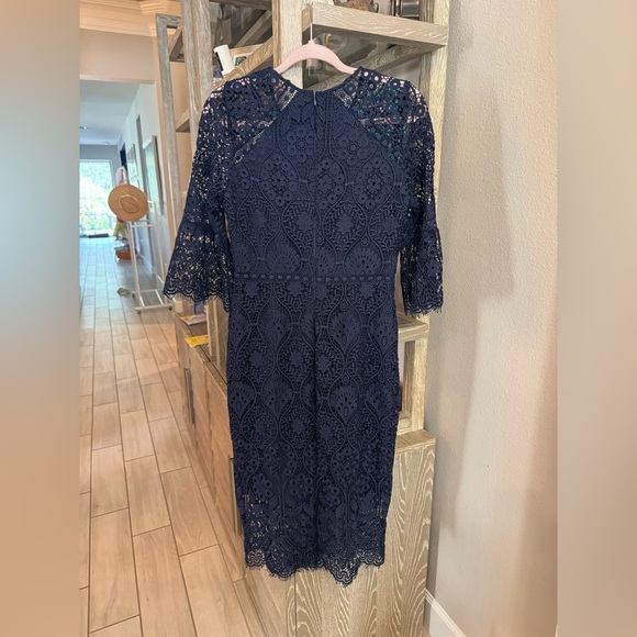 Shoshanna Navy Blue Louise Lace Sheath midi Dress 6 - Picture 6 of 6